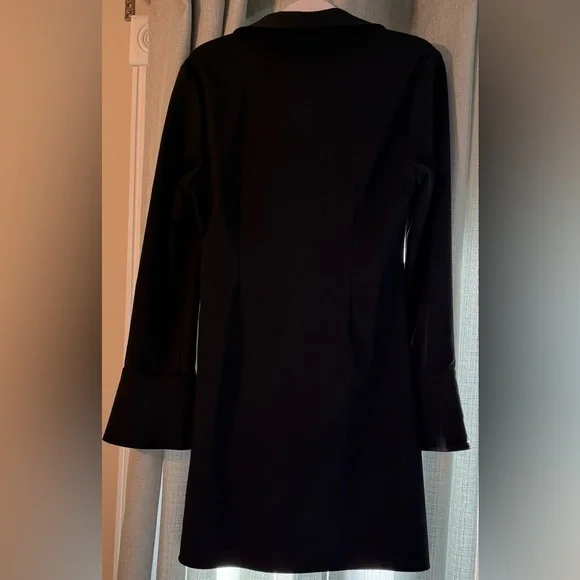 $365 Cinq à Sept Women's McKenna Dress Long Sleeve Collar V Neck Black 10 - Picture 9 of 12